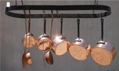 Oval Shaped Hanging Pot Rack with 10 Assorted Hooks (not including pans or utensils)