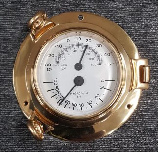 Brass Porthole 5.5" Thermometer/ Hygrometer